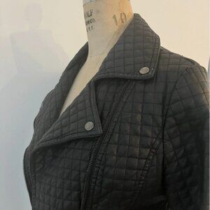 Black Quilted Moto Jacket – Black Faux Leather – Size P/S – Edgy & Feminine